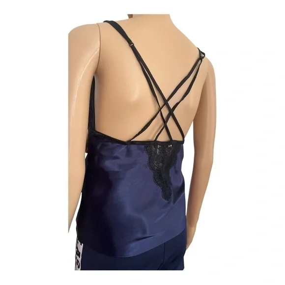 LINEA Donatella lace dark purple lingerie adjustable spaghetti strap bow Women M - Picture 3 of 15